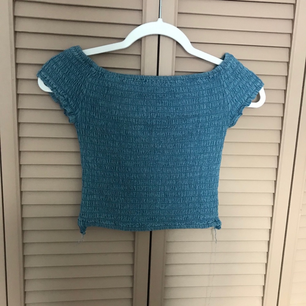 Denim Ribbed Crop Top